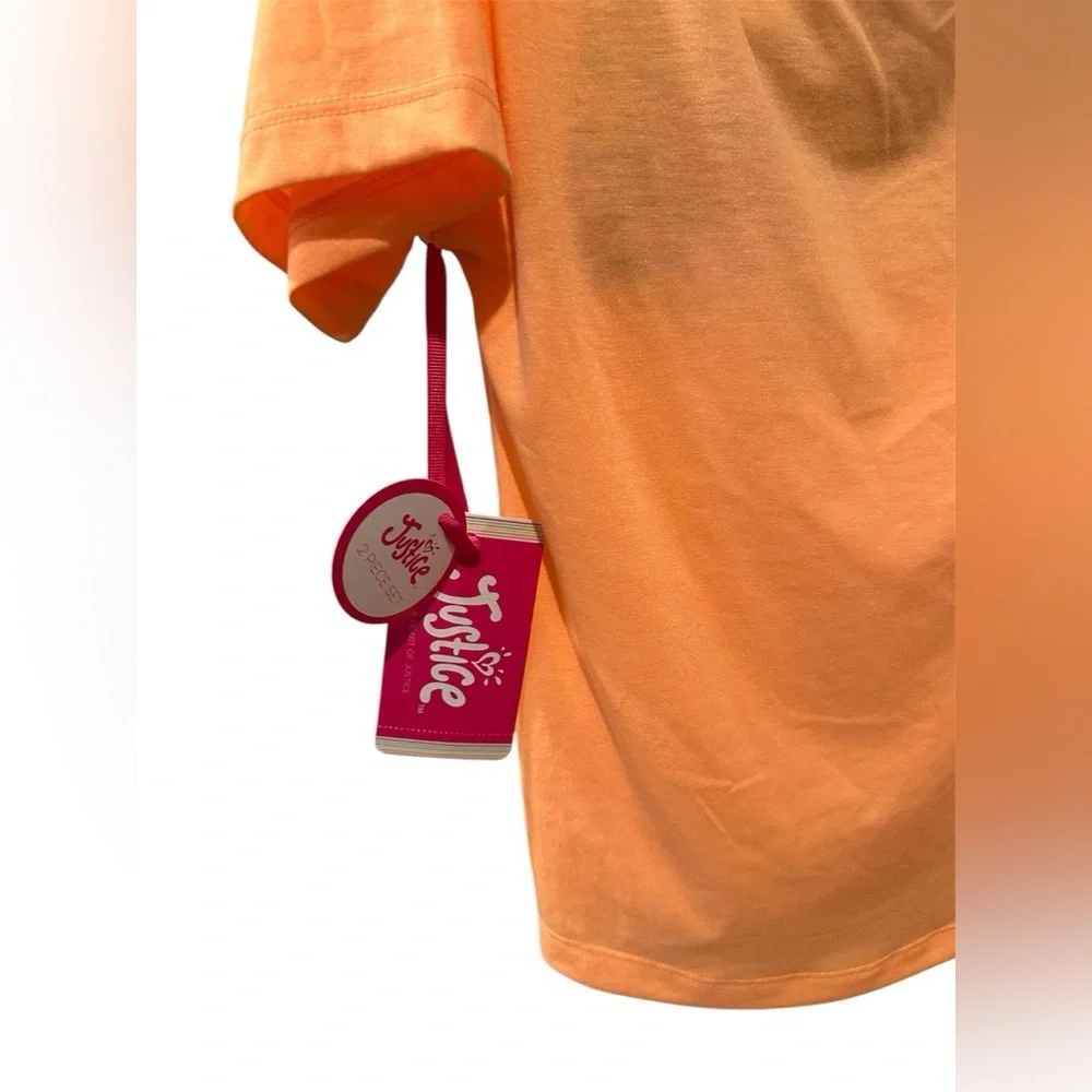 Justice Orange Tie Front T-Shirt 2 Piece 🧡